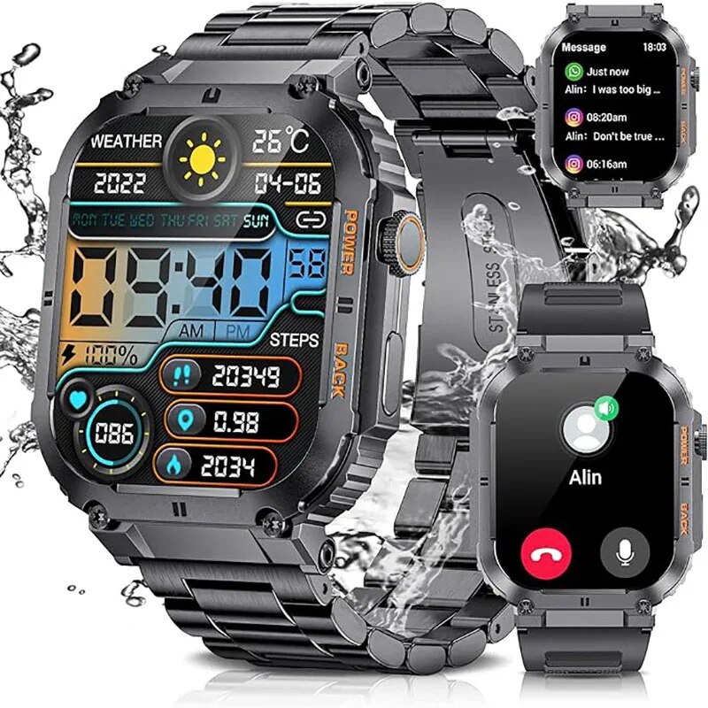 Smartwatch Square Watches For Men - LIGE-Reloj inteligente deportivo para Hombre, accesorio