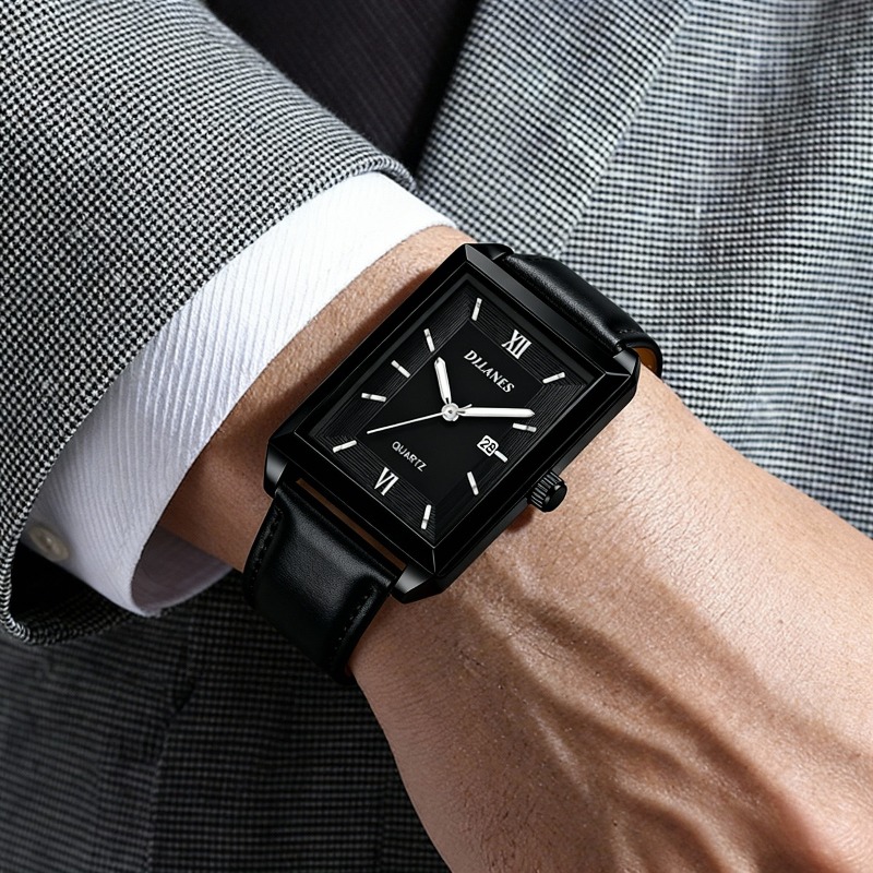 Smartwatch Square Watches For Men - Relojes Casuales de Cuero para Hombre,