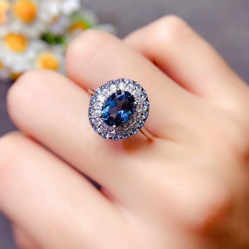 Vs Smartwatch - Anillo de topacio azul puro de