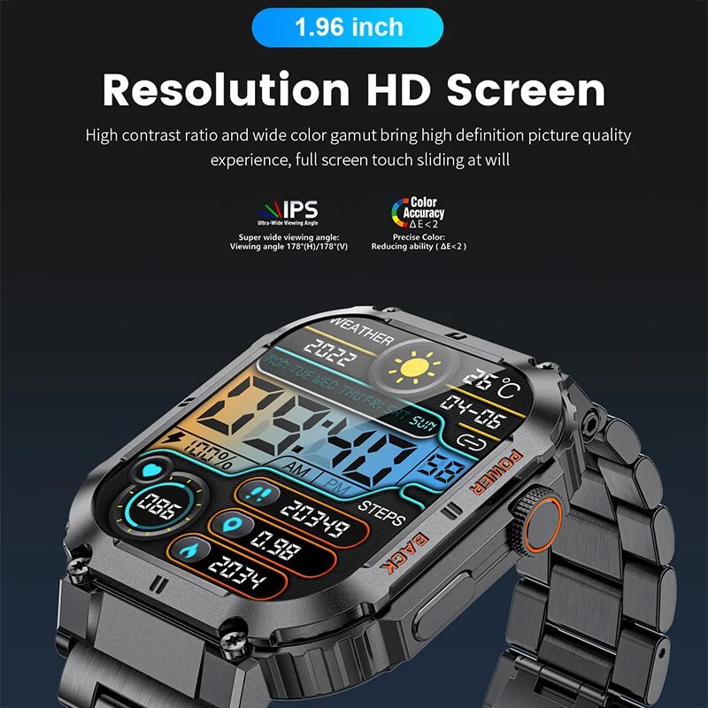 LIGE-Reloj inteligente deporti - Smartwatch Square Watches For Men reseña y precio