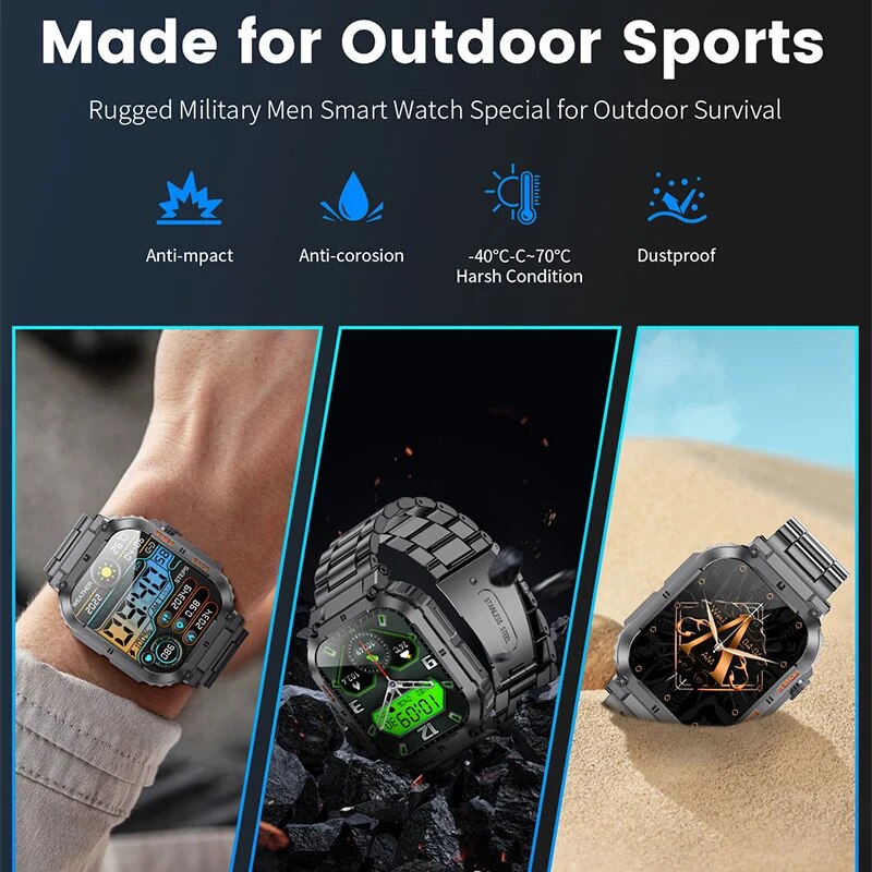 LIGE-Reloj inteligente deporti - Smartwatch Square Watches For Men reseña y precio