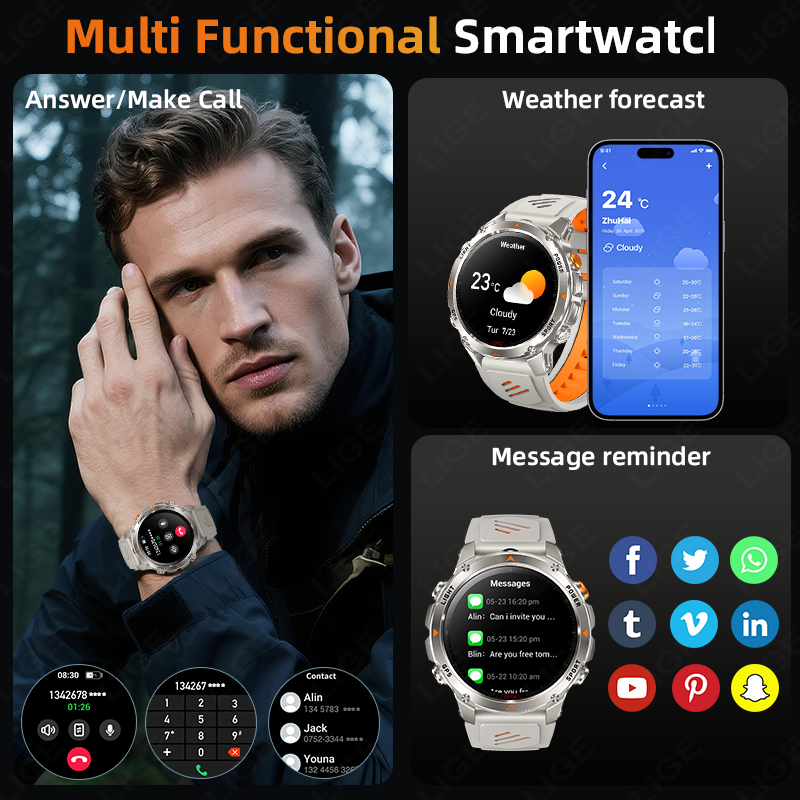 LIGE-reloj inteligente con seg - Smartwatch I Watches reseña y precio