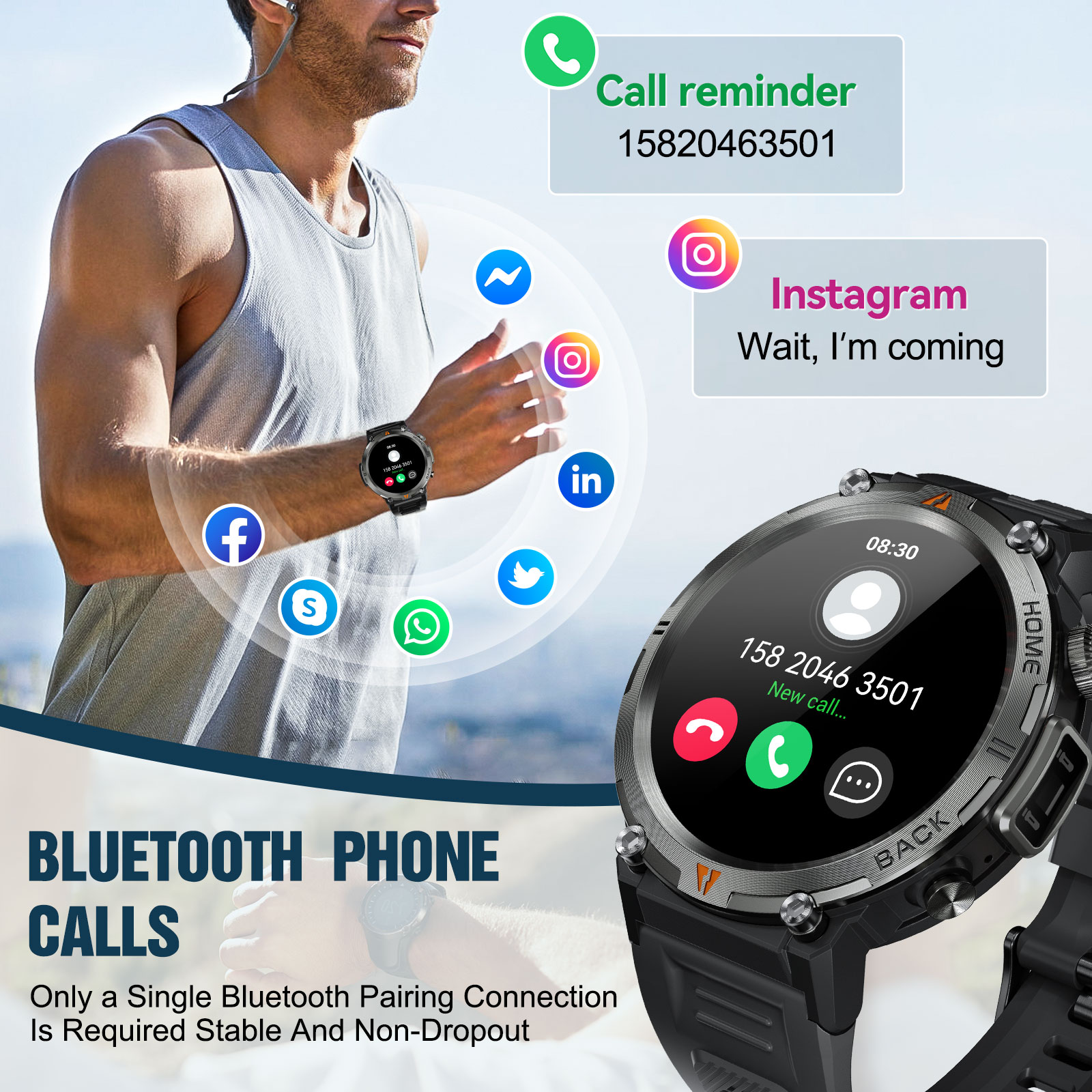 EIGIIS KE3 Bluetooth llamada r - Smartwatch Health Watches For Men reseña y precio